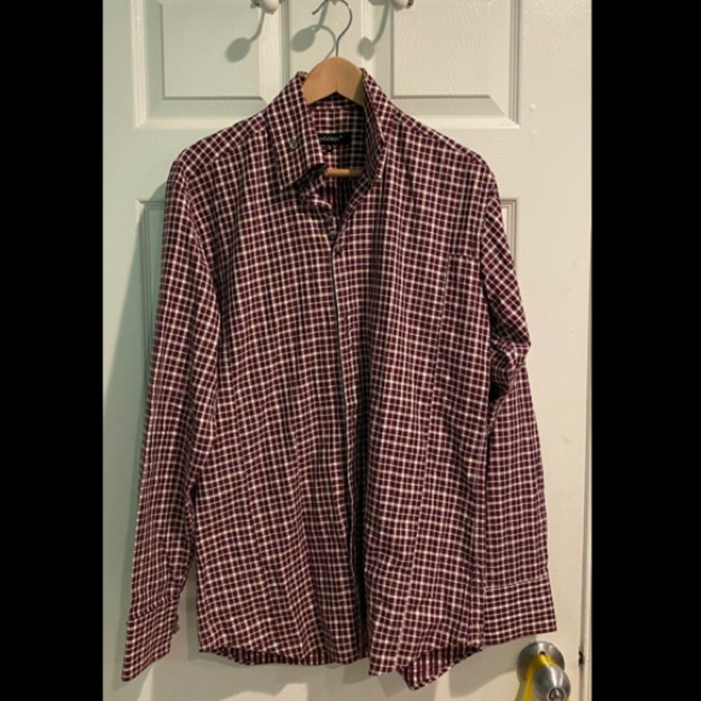 BOGOSSE Mens Checkered Dress Shirt Size 3 (S)